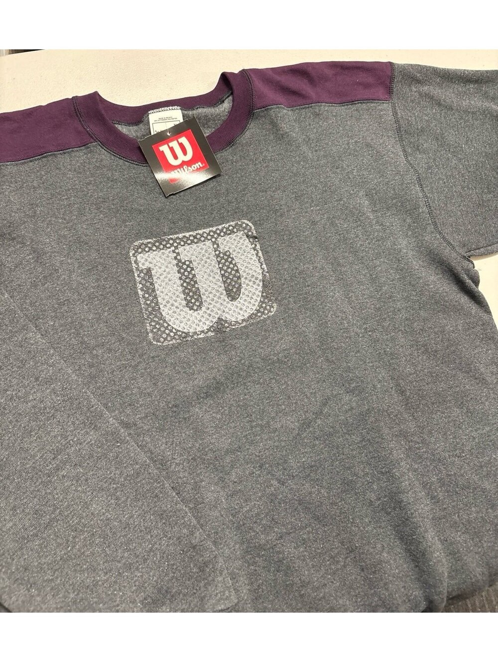 Vintage 90s Wilson Grape Crew Sweatshirt NWT Deadstock XL Colorblock W Logo